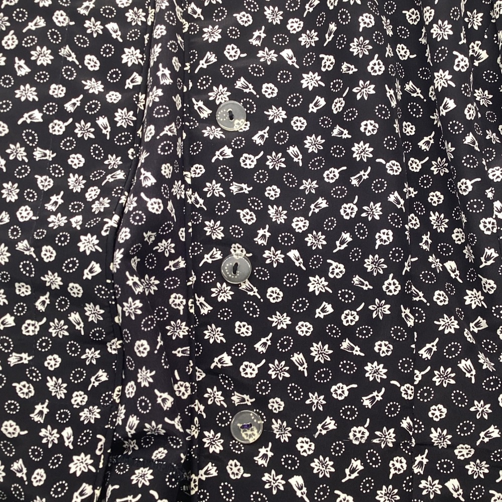 Vintage Andrea Gayle Floral Dress Suit Set Size 10 Black White Pearl Button - Picture 11 of 12